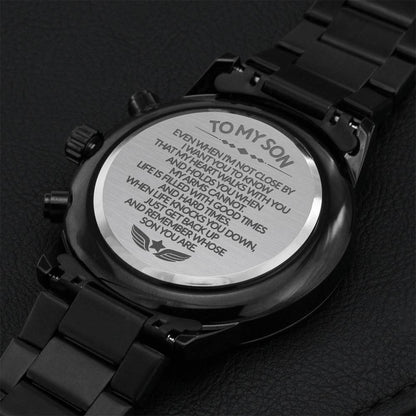 To My Son - Chronograph Laser Engraved Watch - Gy04 Engraving Chronograph Watch