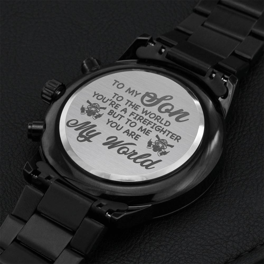 To My Son - Firefighter Engraving Chronograph Watch