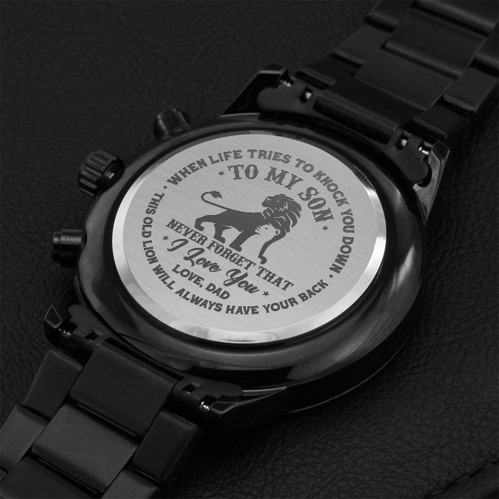 Father Son Got Your Back Engraved Gift Watch Engraving Chronograph Watch