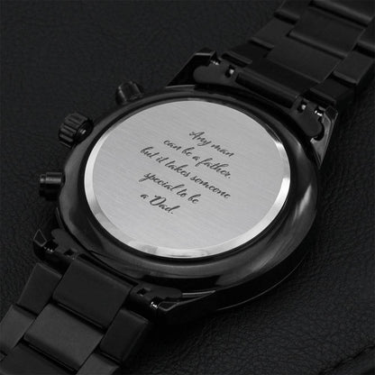 Special Dad - Engraved Stainless Steel Watch For Birthday Anniversary Dad Engraving Chronograph Watch