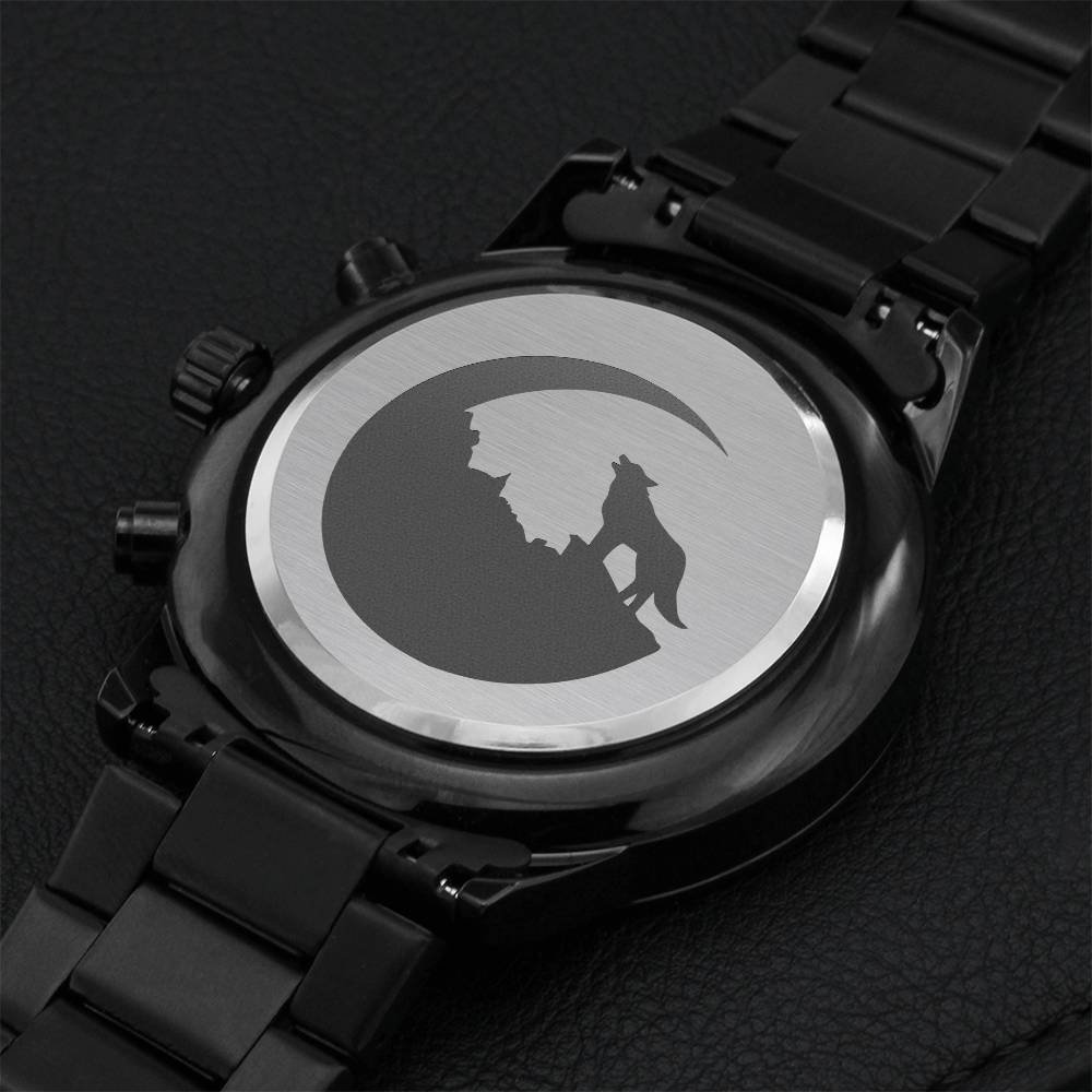 Wolf Howling Chronograph Watch Engraving Chronograph Watch