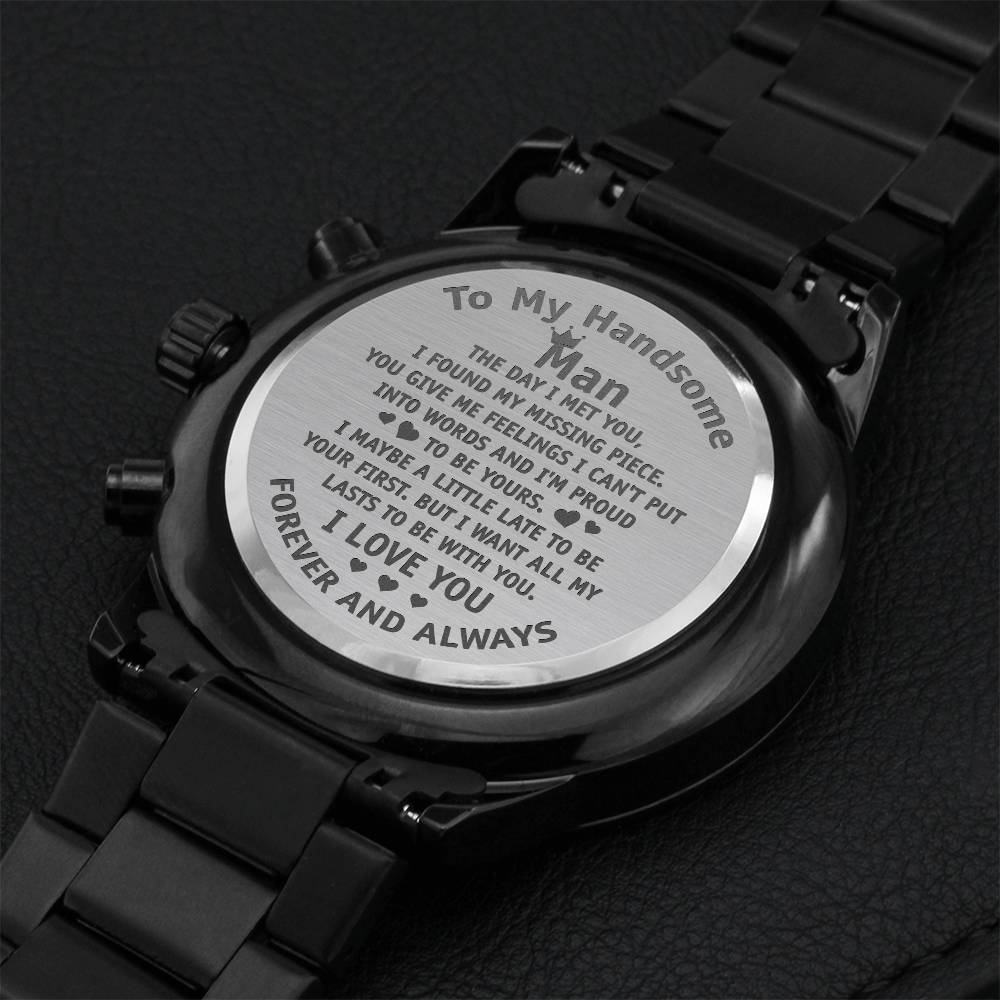 To My Handsome Man Engraving Chronograph Watch