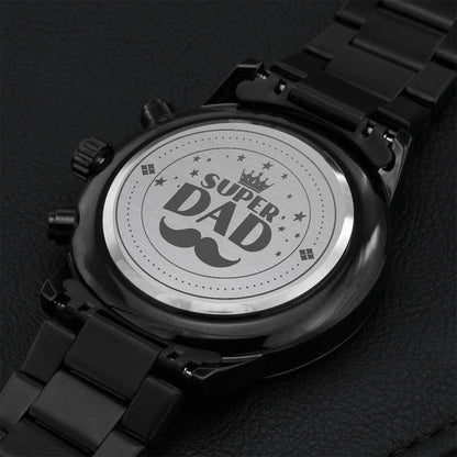 Super Dad - Black Chronograph Watch Engraving Chronograph Watch