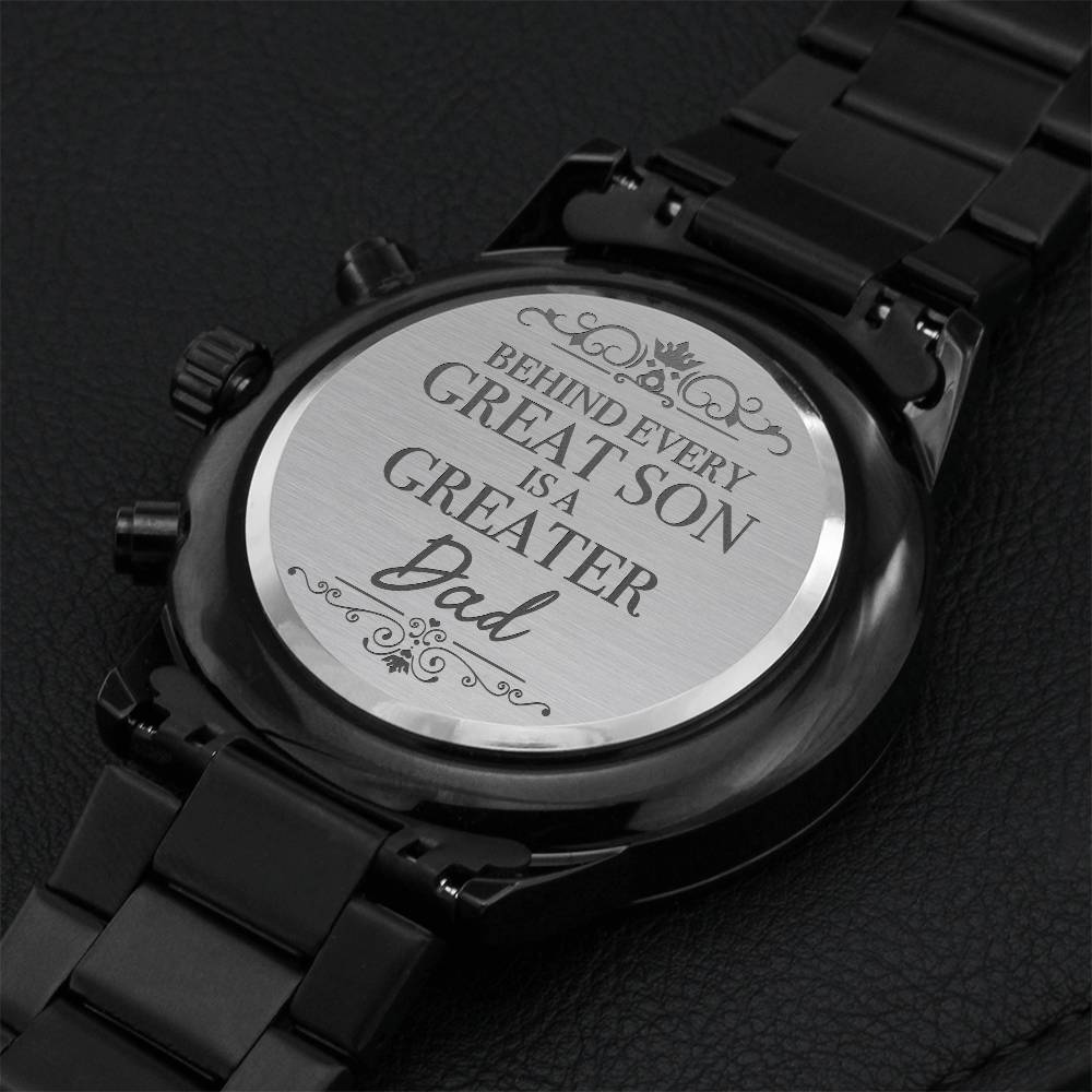Father Of The Groom Gift- Behind Every Great Son Engraving Chronograph Watch