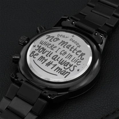 Dear Daddy Premium Watch For Father Day Engraving Chronograph Watch