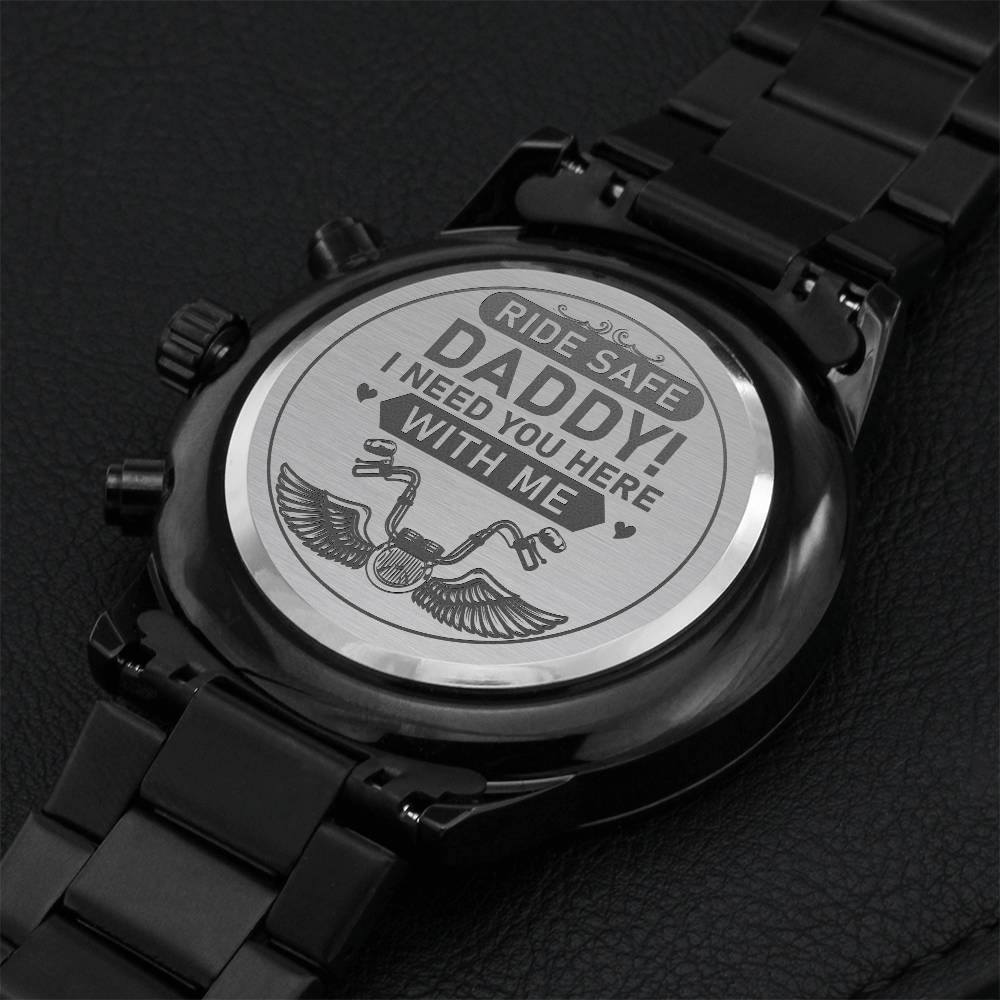 Ride Safe Daddy Watch Engraving Chronograph Watch
