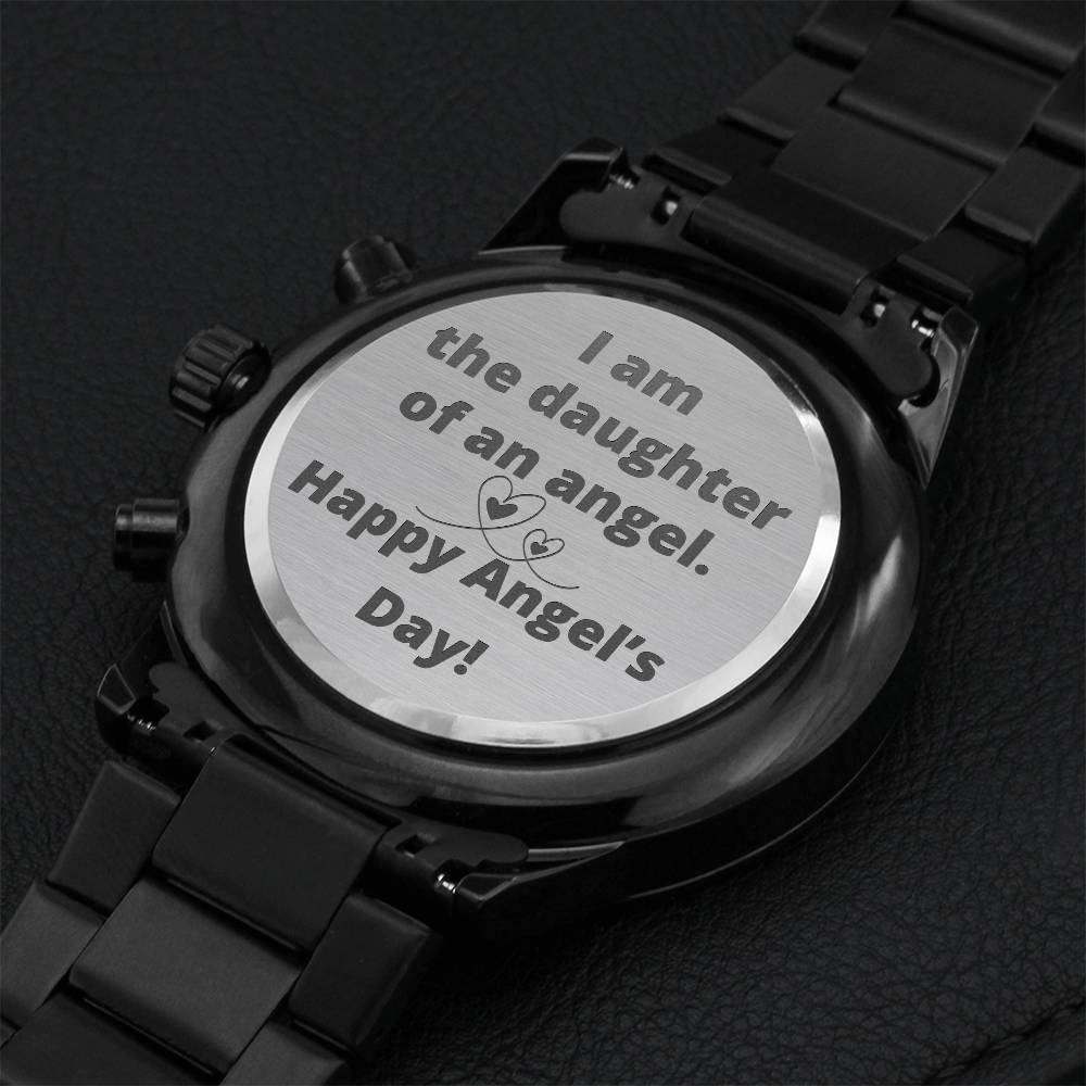 Happy Angel’s Day Engraving Chronograph Watch