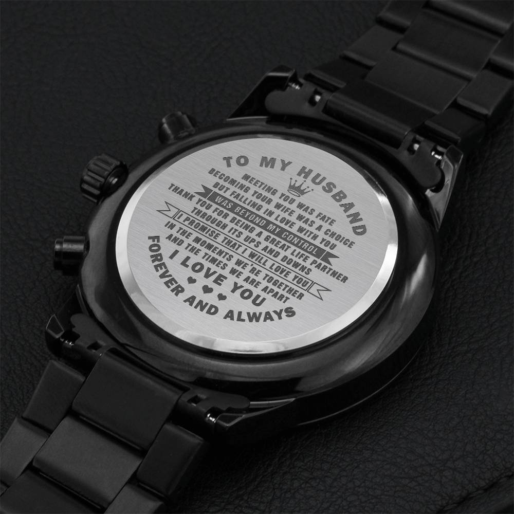 To My Husband - Engraved Chronograph Watch 1 Engraving Chronograph Watch