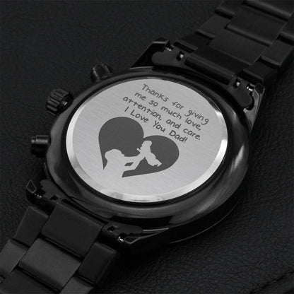 To My Dad - Engraved Design Black Chronograph Watch Engraving Chronograph Watch