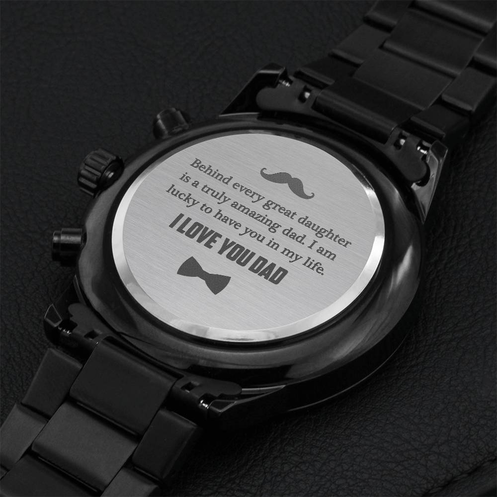 Daughter Gift For Dad. Best Gift For Dad. Birthday Gift For Dad. Engraving Chronograph Watch