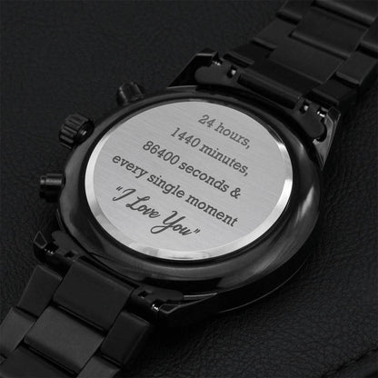 Engraved Watch For Boyfriend - Every Single Moment I Love You Engraving Chronograph Watch