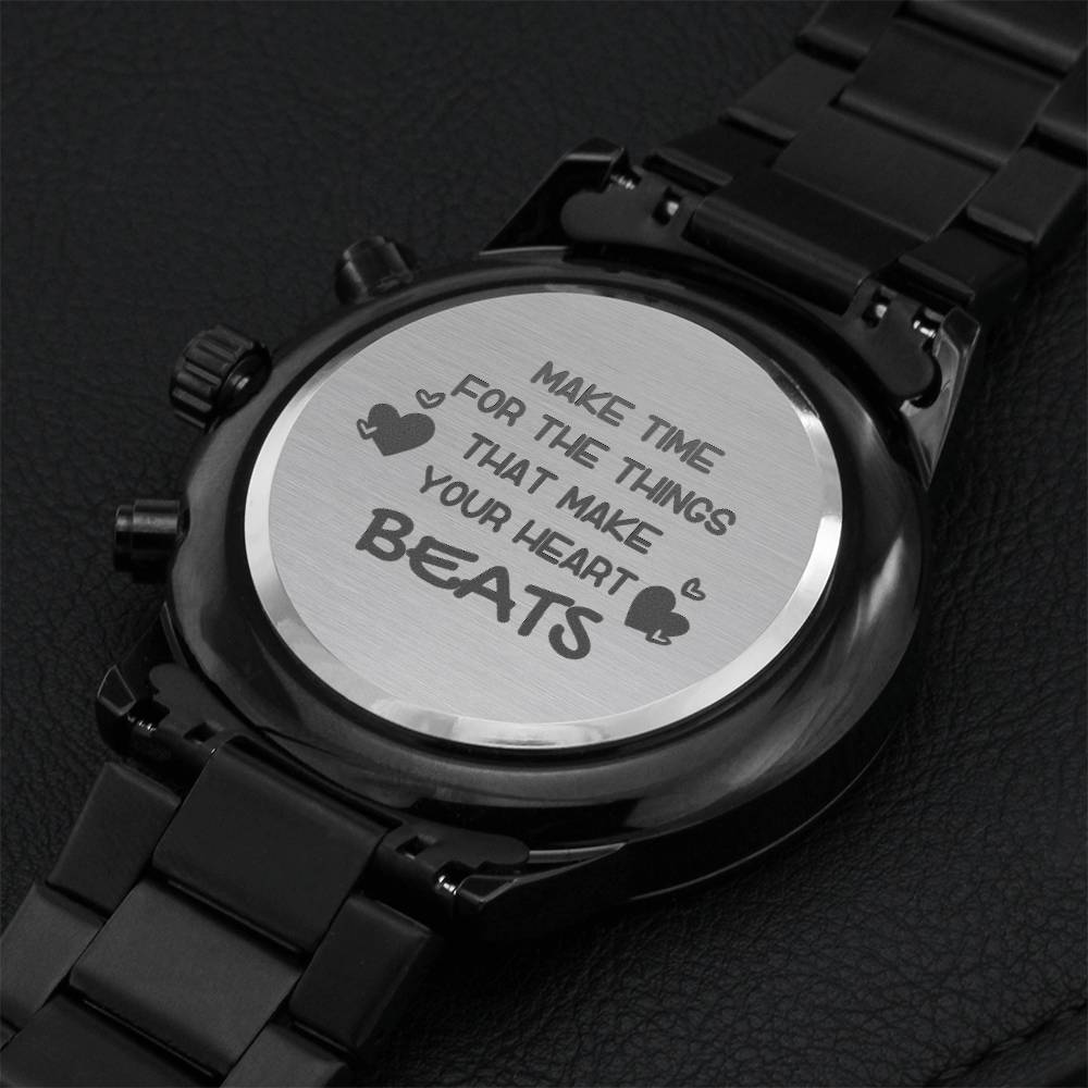 Make Time - Black Chronograph Watch Engraving Chronograph Watch