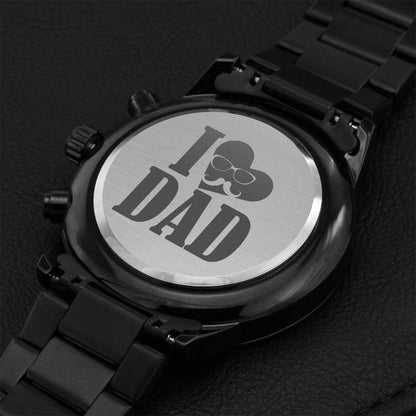 I Love Dad - Happy Father Day Engraving Chronograph Watch