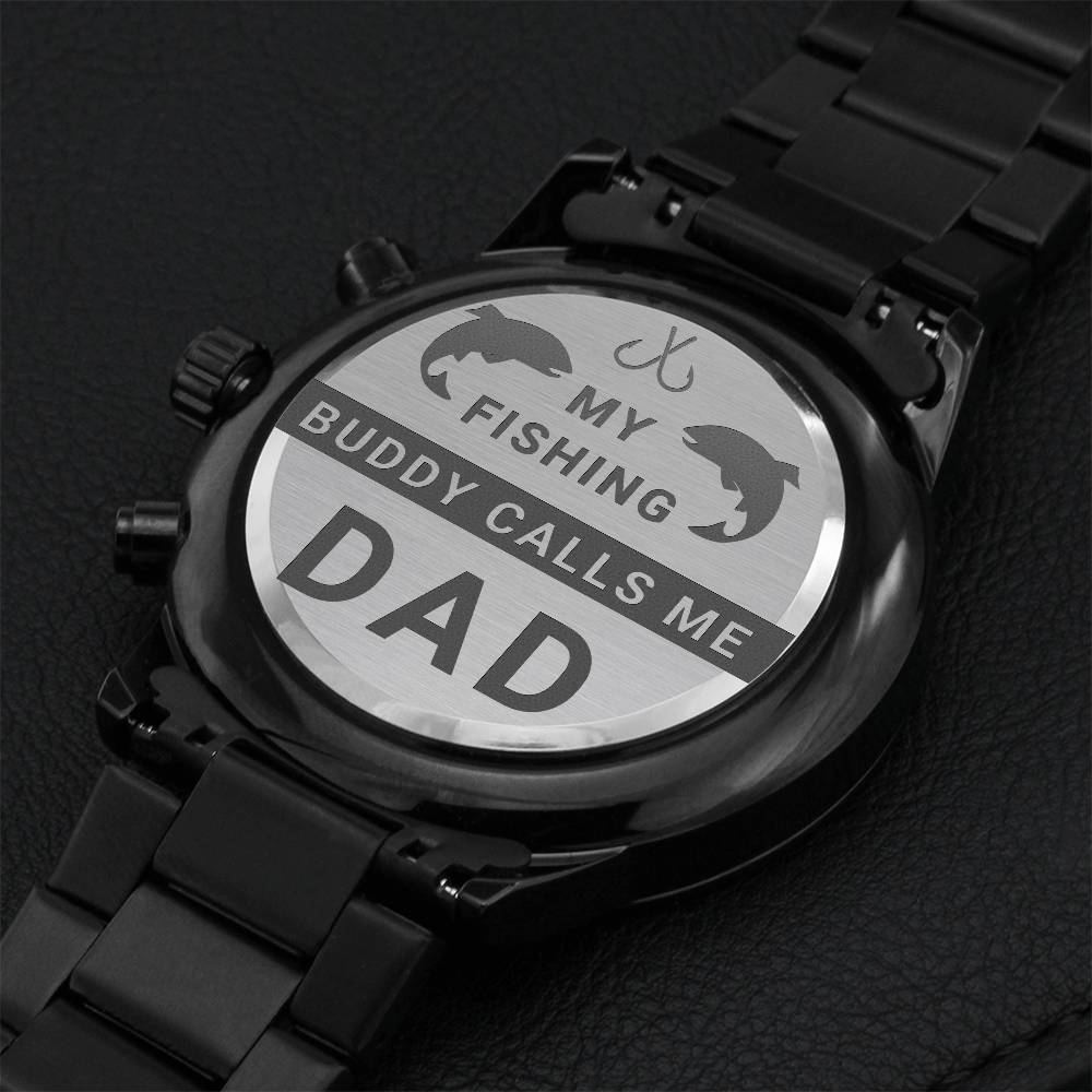 Fishing Dad Engraving Chronograph Watch