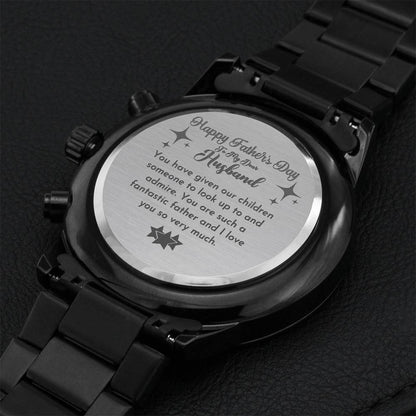 Happy Fathers Day To Dear Husband - Customize Message From Wife Engraving Chronograph Watch