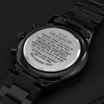 A Heart Melting Gifts For Grandson - Chronograph Watch Engraving Chronograph Watch