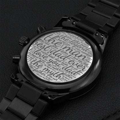 Best Dad Ever Premium Chronograph Watch For Men Perfect Father's Day Gift For Dad Engraving Chronograph Watch