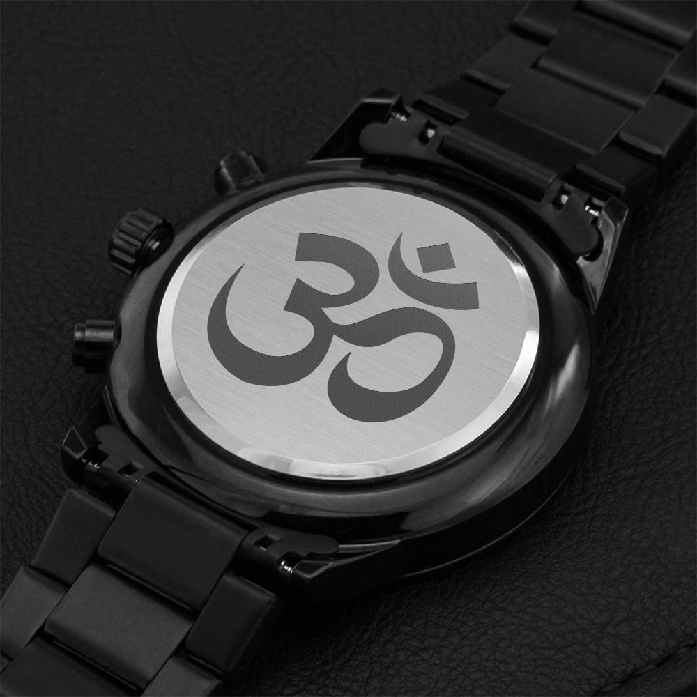 Om Symbol Chronograph Watch Engraving Chronograph Watch