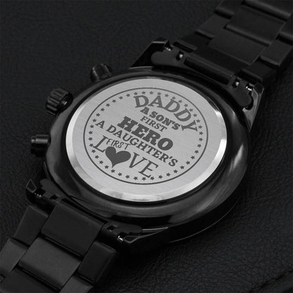 Hero Dad Engraved Watch. Engraving Chronograph Watch
