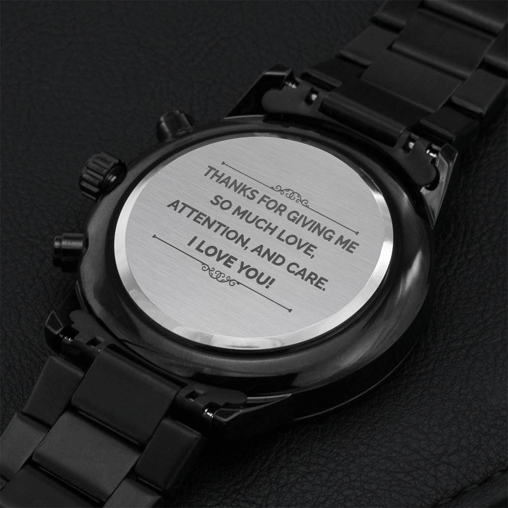 Love You So Much Engraving Chronograph Watch