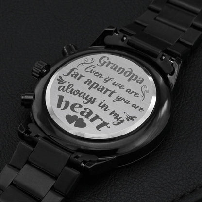Grandpa Always In My Heart - Laser-engraved Watch Engraving Chronograph Watch