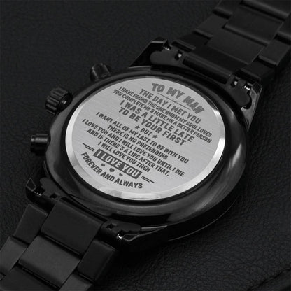 To My Man I Love You Forever Engraved Watch Engraving Chronograph Watch