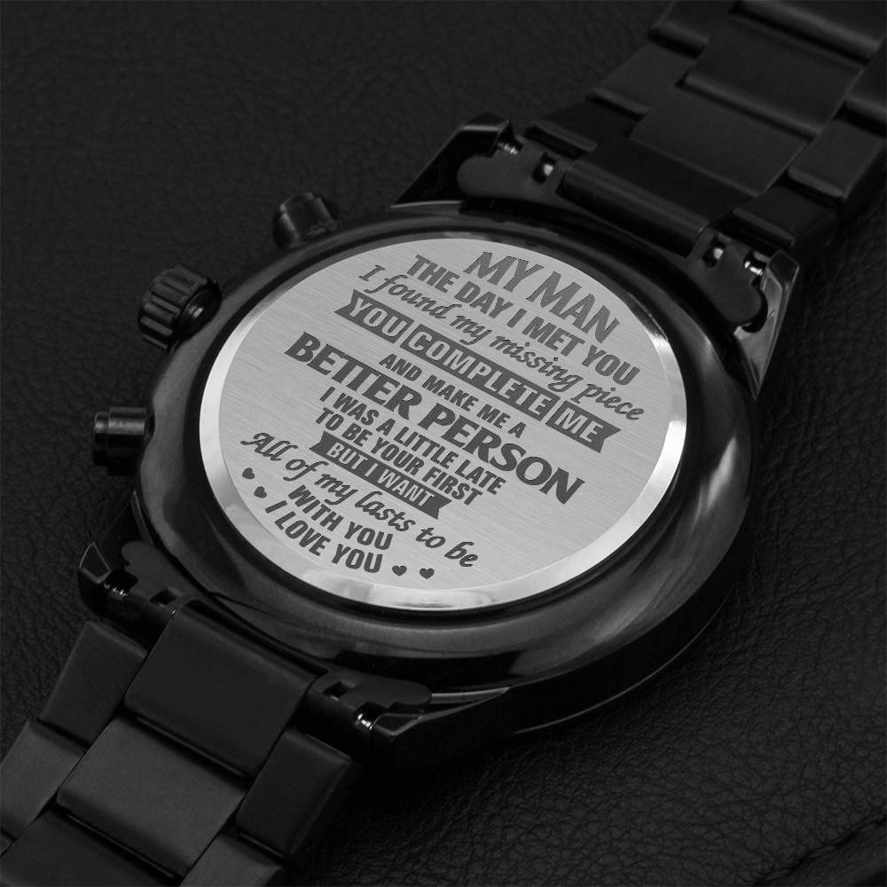To My Man I Love You Engraving Chronograph Watch