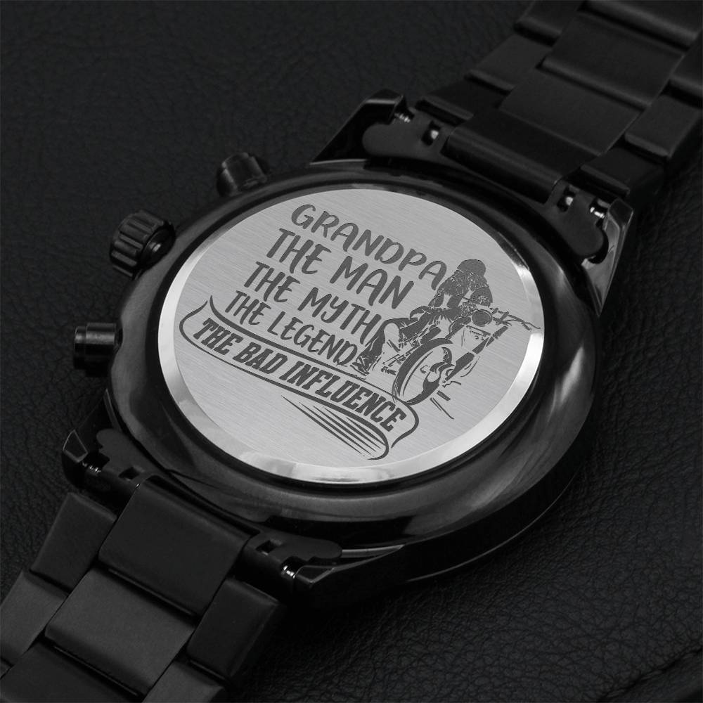 Biker Grandpa Engraving Chronograph Watch