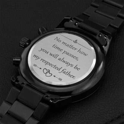 My Respected Father - Customized Black Chronograph Watch Engraving Chronograph Watch