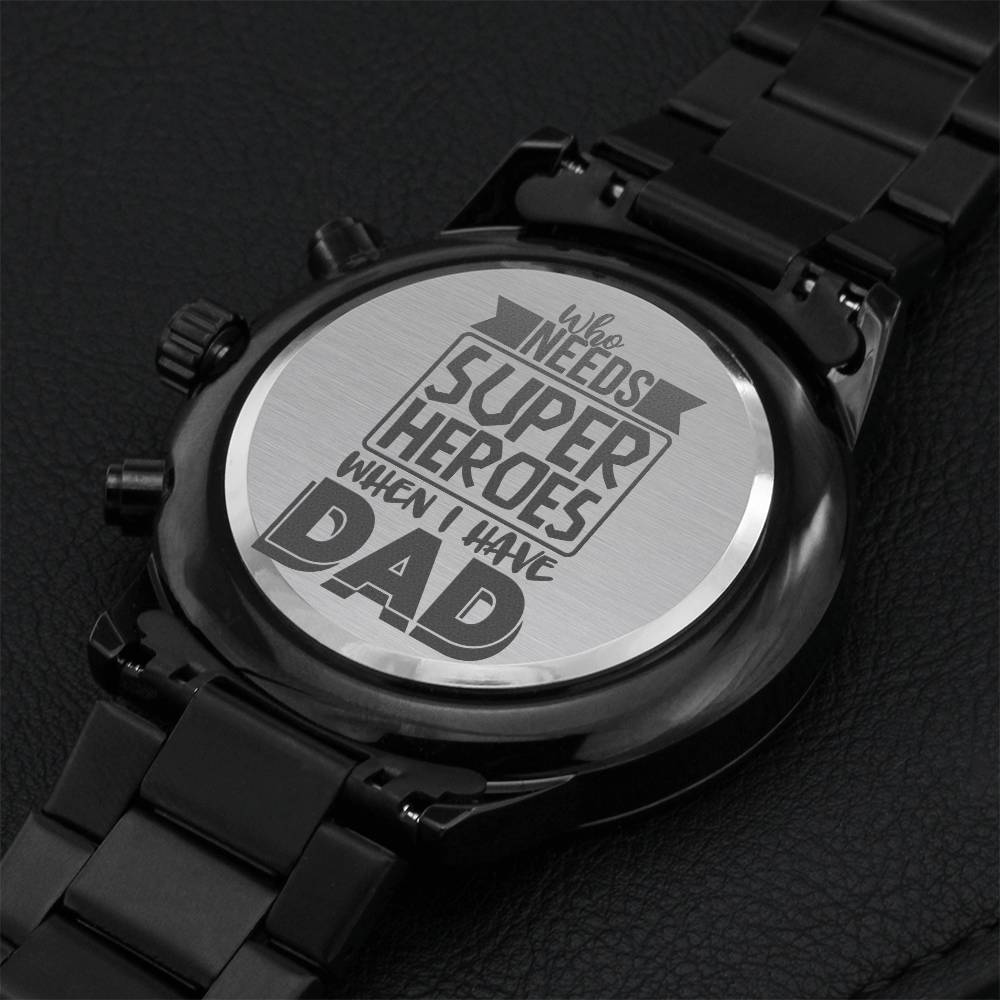 Super Hero Dad Engraving Chronograph Watch