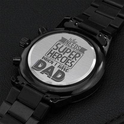Super Hero Dad Engraving Chronograph Watch