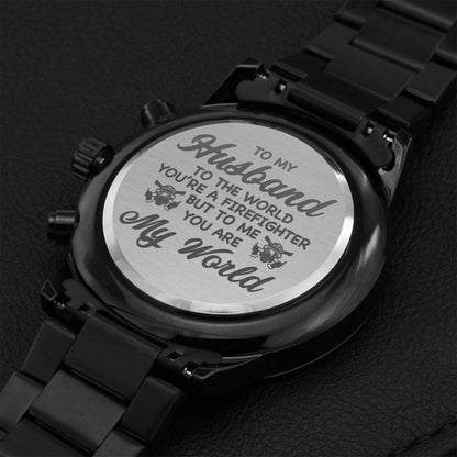 To My Husband - Firefighter Engraving Chronograph Watch