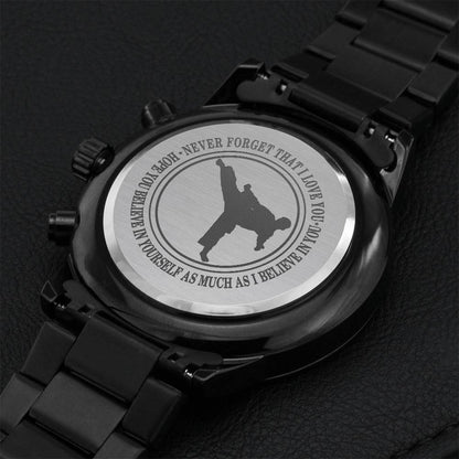 To My Taekwondo Son Engraving Chronograph Watch