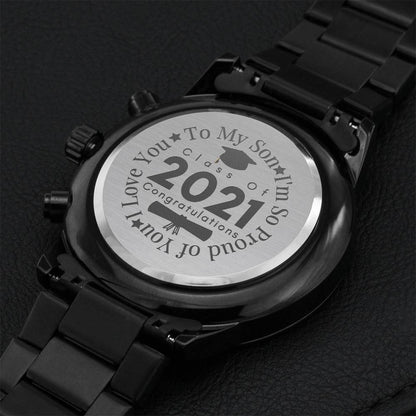Graduation 2021 For Son Engraved Message Watch Engraving Chronograph Watch