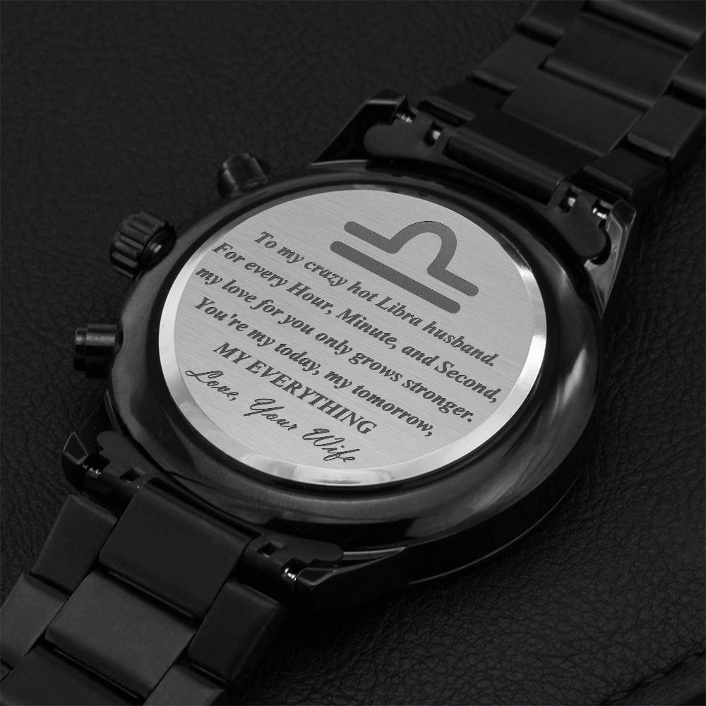 Libra Husband Stainless Steel Watch Engraving Chronograph Watch