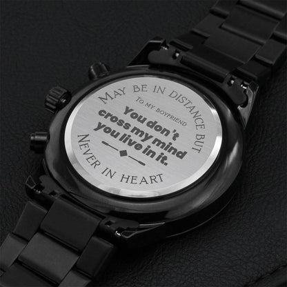 Long Distance Relationship Gift For Boyfriend 1 Year Anniversary Gift For Boyfriend. Engraving Chronograph Watch