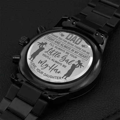 To My Dad - You'll Always Be My Hero. Engraving Chronograph Watch