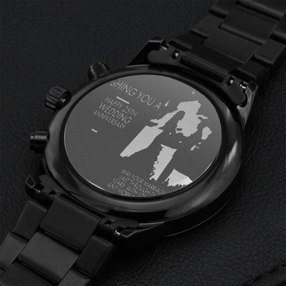 Happy 25th Wedding Anniversary Watch Engraving Chronograph Watch