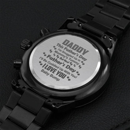 New Daddy Watch - I Can't Wait To Meet You Engraving Chronograph Watch