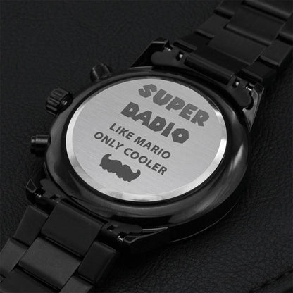 Engraved Black Chronograph Watch Analog Gift For Dad Engraving Chronograph Watch