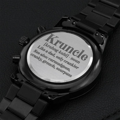 Cranky Uncle Kruncle Definition Engraved Watch Engraving Chronograph Watch