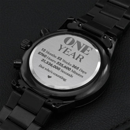 Anniversary Gifts For Boyfriend 1 Year - One Year Anniversary Gift For Him Engraving Chronograph Watch