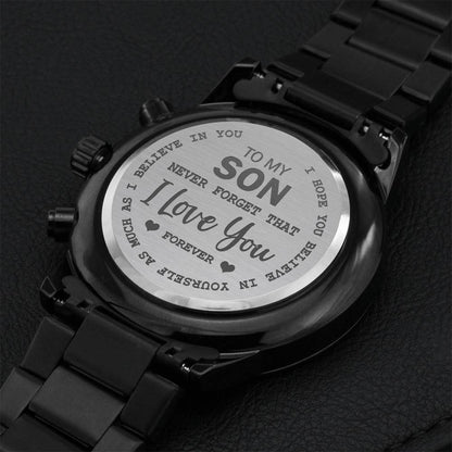 To My Son - I Love You Engraved Watch Engraving Chronograph Watch