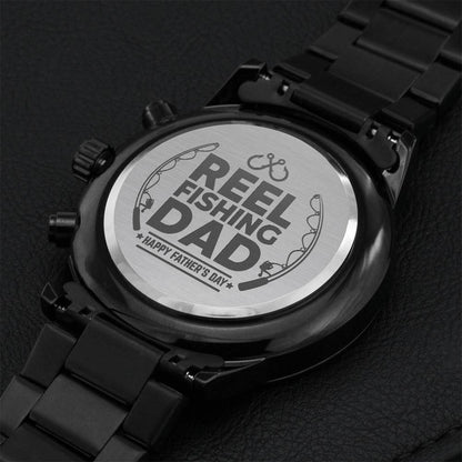 Reel Fishing Dad Engraving Chronograph Watch