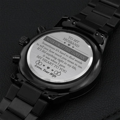 Never Forget That I Love You Engraving Chronograph Watch