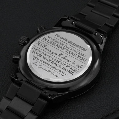 To Our Grandson Gift From Grandparents - We'll Be Here For You - Engraved Watch Engraving Chronograph Watch