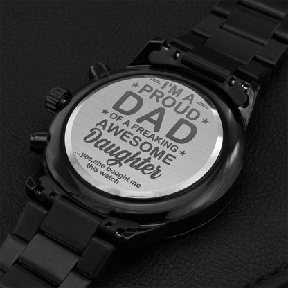 Proud Daughter Engraving Chronograph Watch