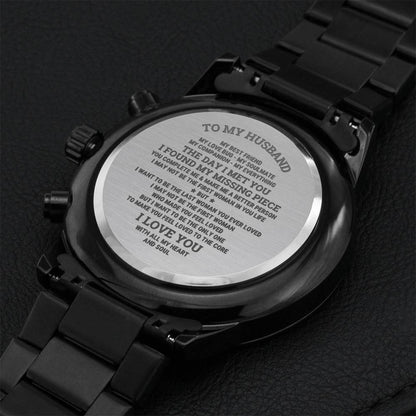 To My Husband My Companion My Everything Watch Engraving Chronograph Watch