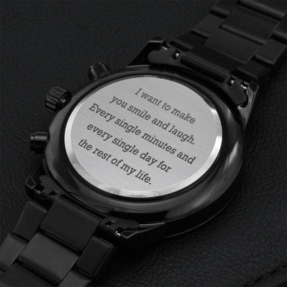 Engraved Chronograph Watch Gift For Boyfriend Husband - Make You Smile Engraving Chronograph Watch