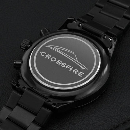 Chrysler Crossfire Coupe Lovers Engraved Emblem Black Chronograph Watch For Crossfire Lovers Engraving Chronograph Watch